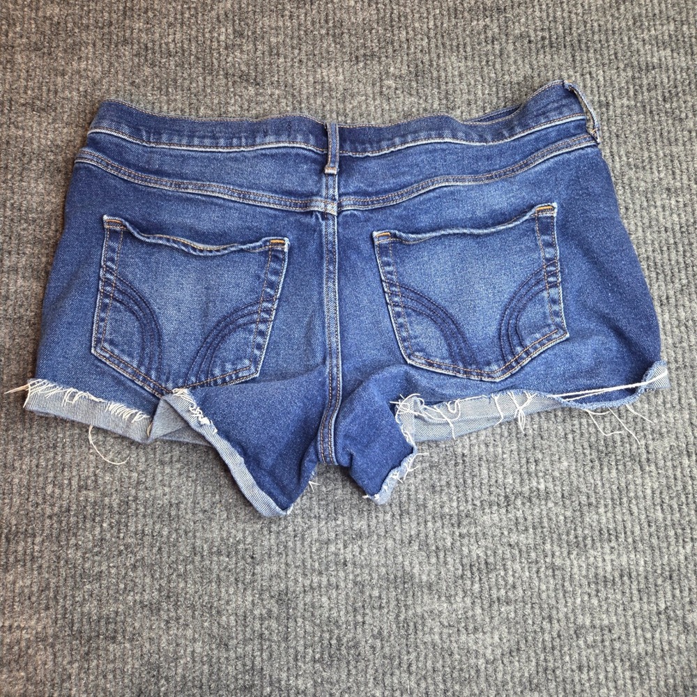 Hollister High-Rise Denim Jean Short Shorts SZ15 W32 Blue Vintage Stretch Frayed - Picture 3 of 6